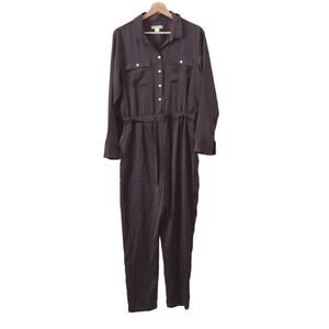 OUTERKNOWN Womens Jumpsuit‎ Brown Silky Long Sleeve Size Small
